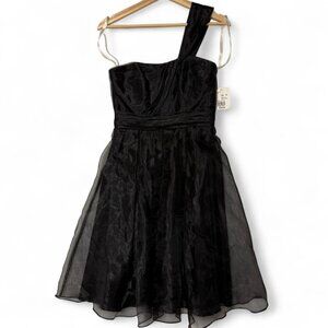 NWT David's Bridal Dress Size 2 Black One Shoulder A-Line Above Knee Party